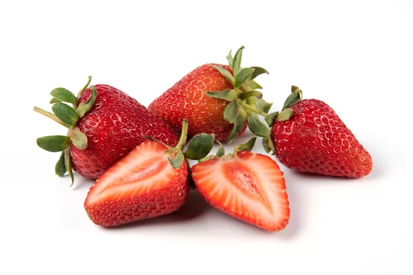 red fresh strawberries with green leaves jpg